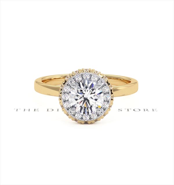 Eleanor GIA Diamond Halo Engagement Ring in 18K Gold 1.09ct G/SI1 - 360 View