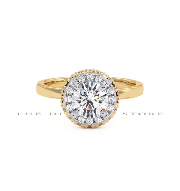Eleanor GIA Diamond Halo Engagement Ring in 18K Gold 1.23ct G/VS2 - 360 View