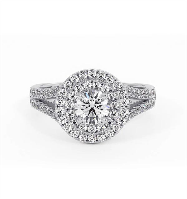 Camilla GIA Diamond Halo Engagement Ring 18K White Gold 1.15ct G/SI2 - 360 View