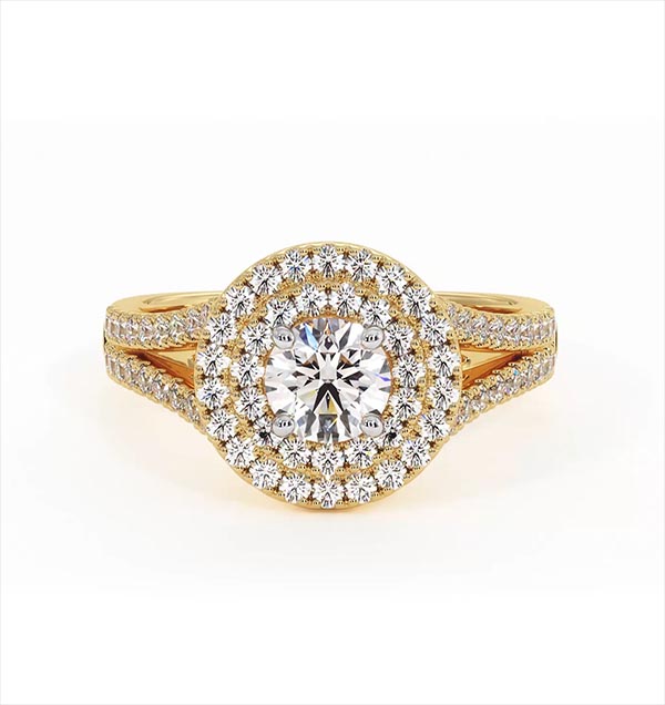 Camilla Diamond Halo Engagement Ring in 18K Gold 1.15ct G/SI2 - 360 View