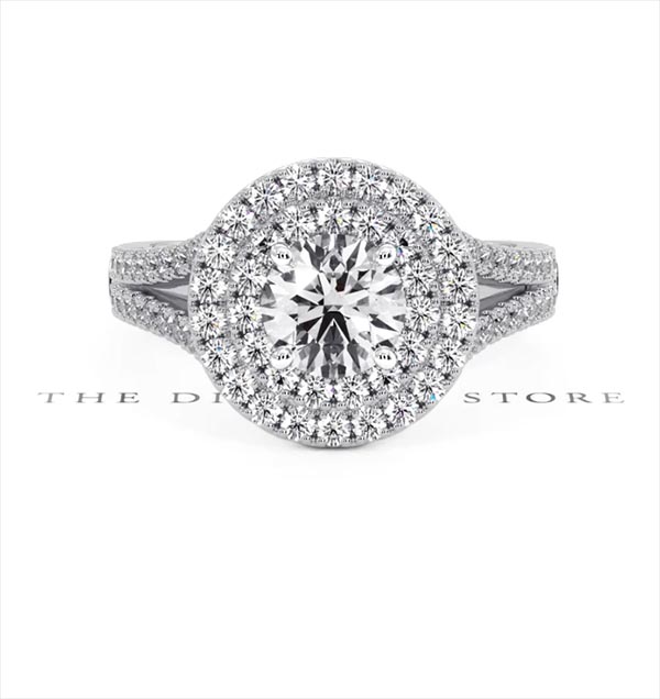 Camilla GIA Diamond Halo Engagement Ring 18K White Gold 1.65ct G/SI2 - 360 View