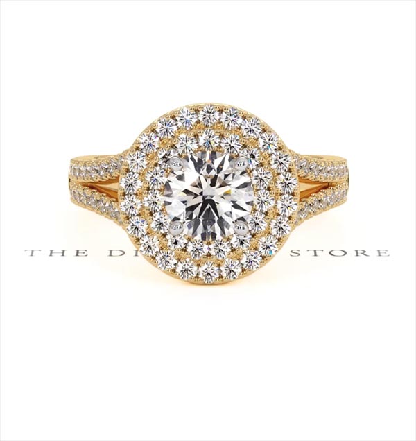 Camilla GIA Diamond Halo Engagement Ring in 18K Gold 1.65ct G/SI2 - 360 View
