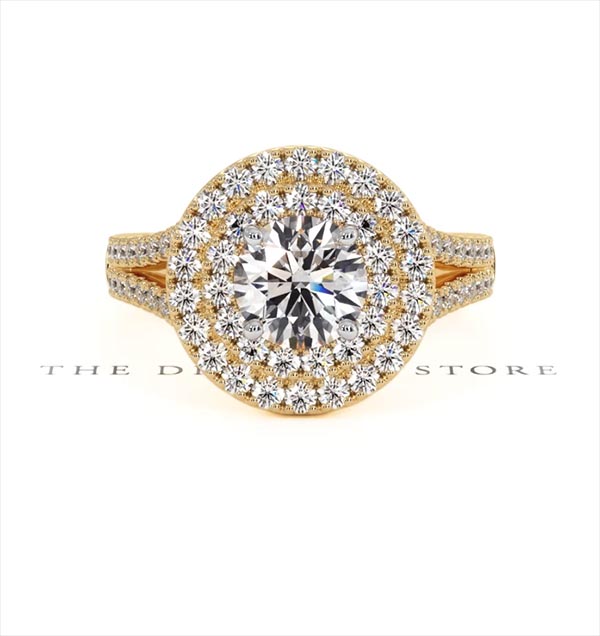 Camilla GIA Diamond Halo Engagement Ring in 18K Gold 1.85ct G/VS2 - 360 View