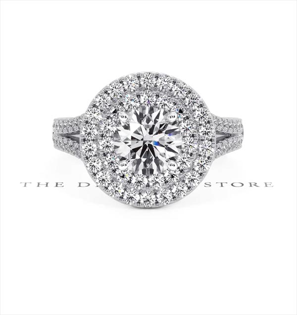 Camilla GIA Diamond Halo Engagement Ring 18K White Gold 2.15ct G/VS2 - 360 View
