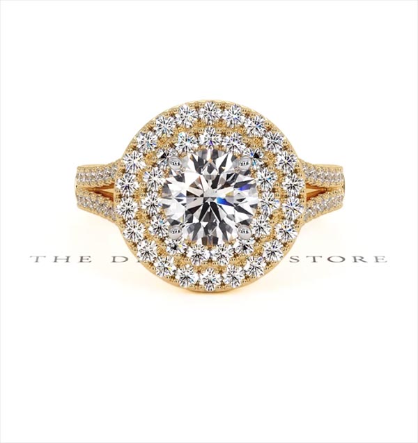 Camilla GIA Diamond Halo Engagement Ring in 18K Gold 2.15ct G/VS1 - 360 View