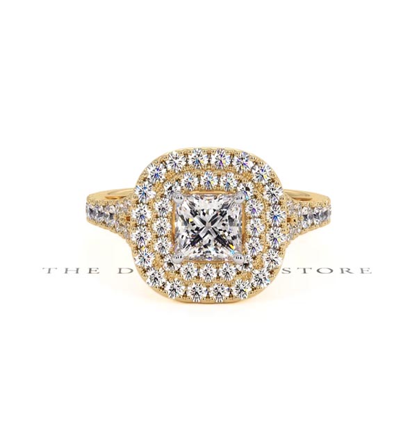 Cleopatra GIA Diamond Halo Engagement Ring in 18K Gold 1.45ct G/VS1 - 360 View