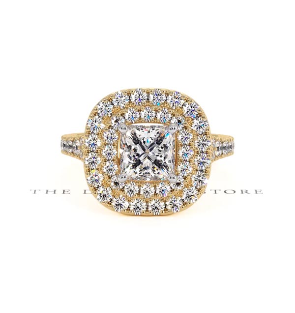 Cleopatra Lab Diamond Halo Engagement Ring in 18K Gold 1.85ct F/VS1 - 360 View