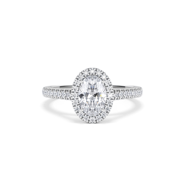 Georgina GIA Oval Diamond Halo Engagement Ring Platinum 1.55ct G/VS - 360 View