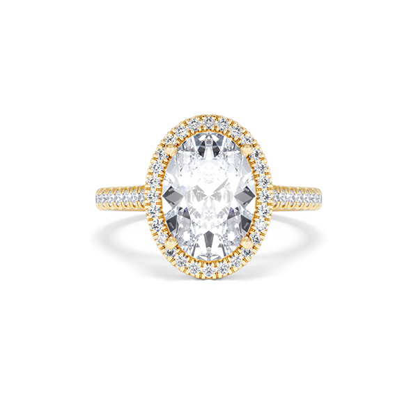 Georgina 3.50ct Lab Diamond Oval Cut Engagement Ring in 18K Yellow Gold G/VS1 - 360 View