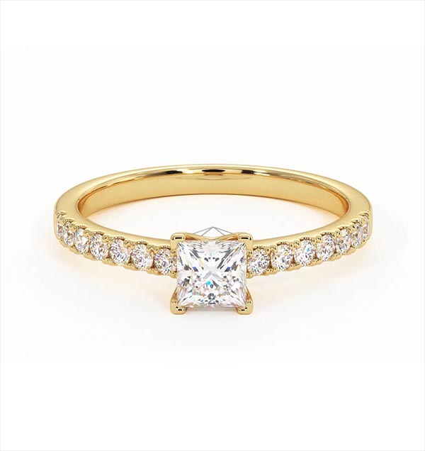 Katerina Princess Diamond Engagement Ring 18K Gold 0.85ct G/SI1 - 360 View