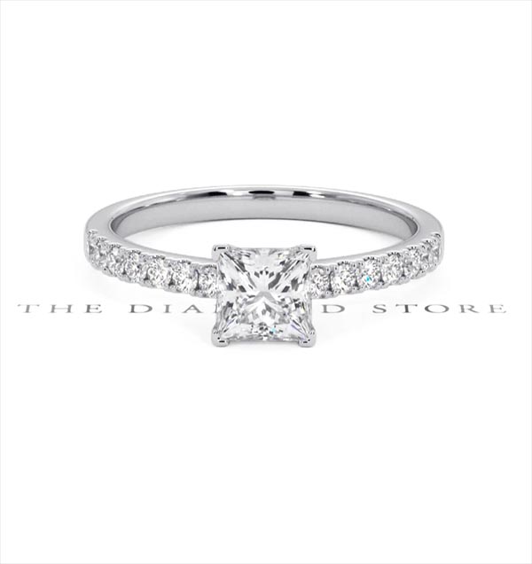 Katerina GIA Princess Diamond Engagement Ring 18KW Gold 1.15ct G/SI1 - 360 View