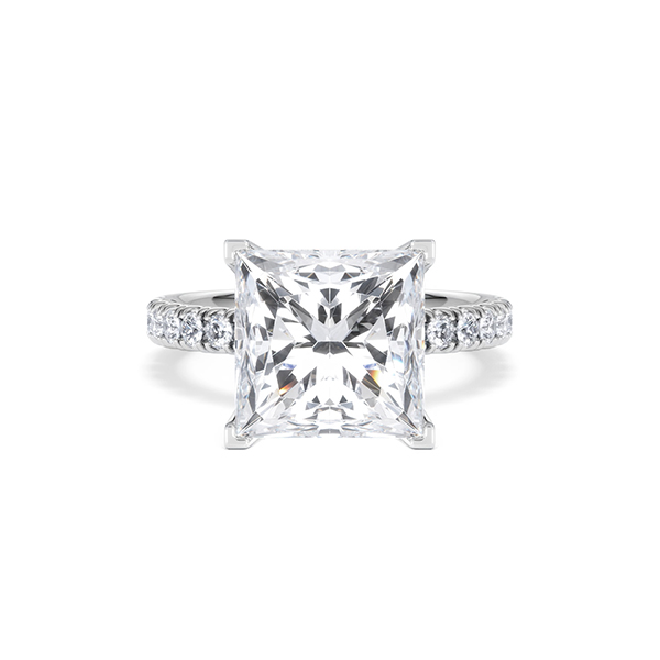 Katerina 5.55ct Lab Diamond Princess Cut Engagement Ring in 18K White Gold G/VS1 - 360 View