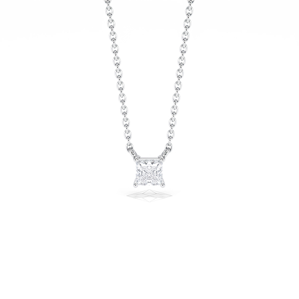 Wanderlust Floating Princess Cut Lab Diamond Solitaire Necklace 0.25ct H/SI in 925 Silver - 360 View