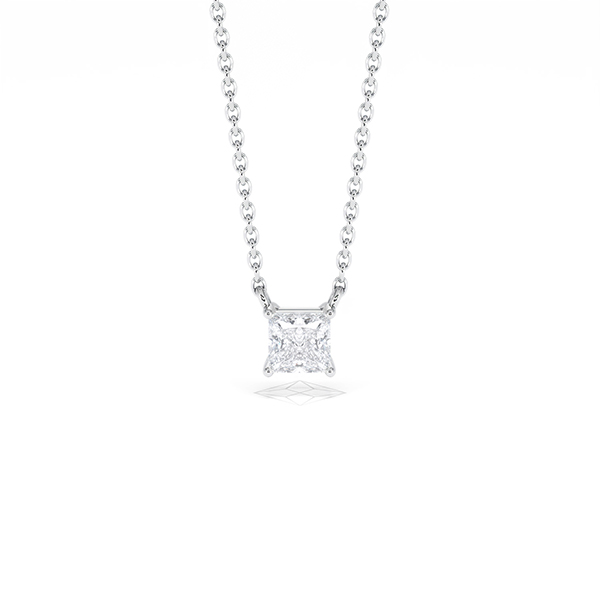 Wanderlust Floating Princess Cut Lab Diamond Solitaire Necklace 0.33ct H/SI in 925 Silver - 360 View