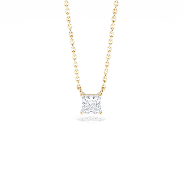 Wanderlust Floating Princess Cut Lab Diamond Solitaire Necklace 0.33ct H/SI in 18K Gold Vermeil - 360 View