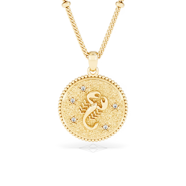 Zodiac Scorpio Lab Diamond Medallion Necklace in 18K Gold Vermeil - 360 View