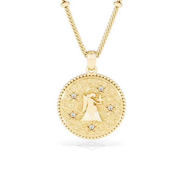 Zodiac Virgo Lab Diamond Medallion Necklace in 18K Gold Vermeil - 360 View