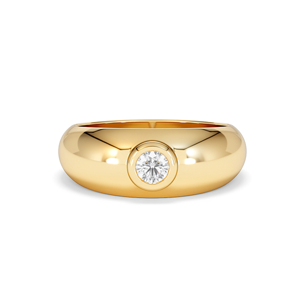 Lab Diamond Signet Ring 0.25ct in 18K Gold Vermeil H/SI - 360 View