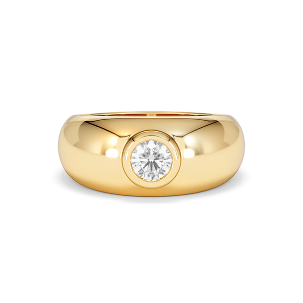 Men's Lab Diamond Signet Ring 0.50ct in18K Gold Vermeil H/SI - 360 View