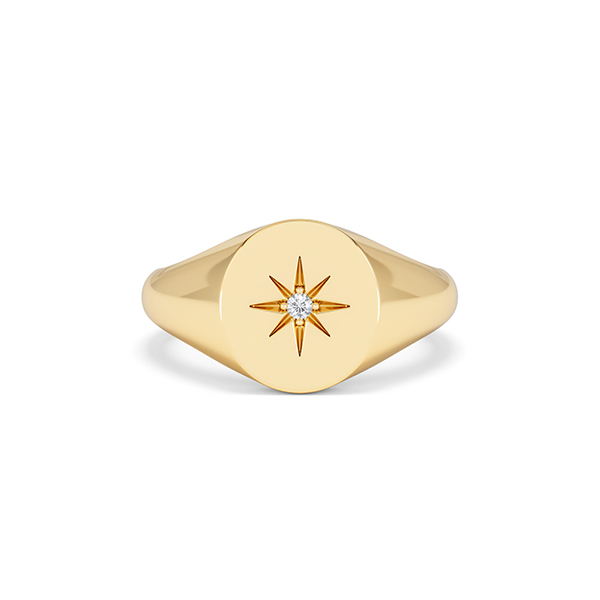 Star Signet Lab Diamond Ring in 18K Gold Vermeil - 360 View