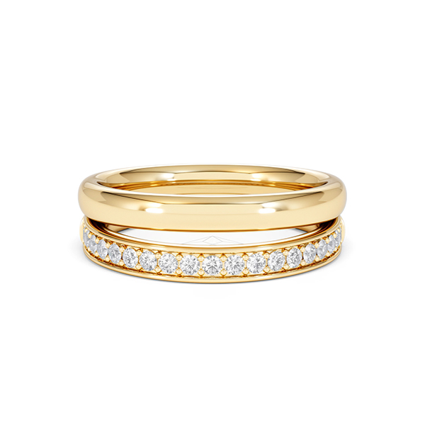 Lab Diamond Double Band Stacking Curve Ring 0.26ct in 18k Gold Vermeil - 360 View