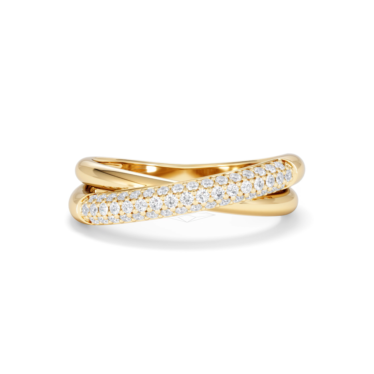 Crossover Lab Diamond Pave Ring 0.35ct Set in 18K Gold Vermeil - 360 View