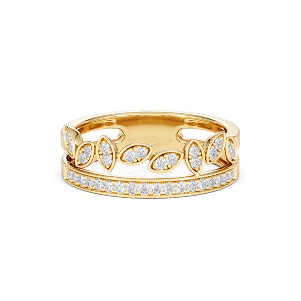 Double Band Stacking Ring Lab Diamond 0.25ct in 18K Gold Vermeil - 360 View