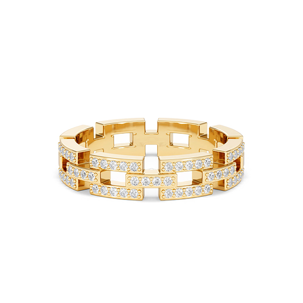 Lab Diamond Chain Link Ring 0.24ct in 18k Gold Vermeil - 360 View