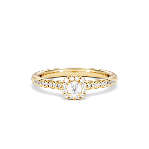 Ella Brilliant Cut Lab Diamond Halo Ring 0.33ct F/VS in 18K Gold Vermeil - 360 View