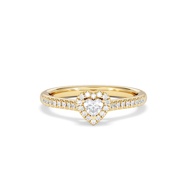 Michelle Heart Cut Lab Diamond Halo Ring 0.33ct F/VS in 18K Gold Vermeil - 360 View