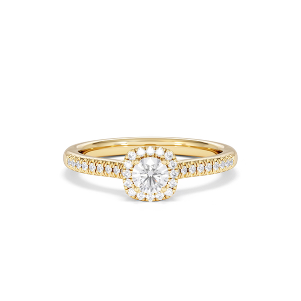 Ella Brilliant Cut Lab Diamond Halo Ring 0.50ct F/VS in 18K Gold Vermeil - 360 View