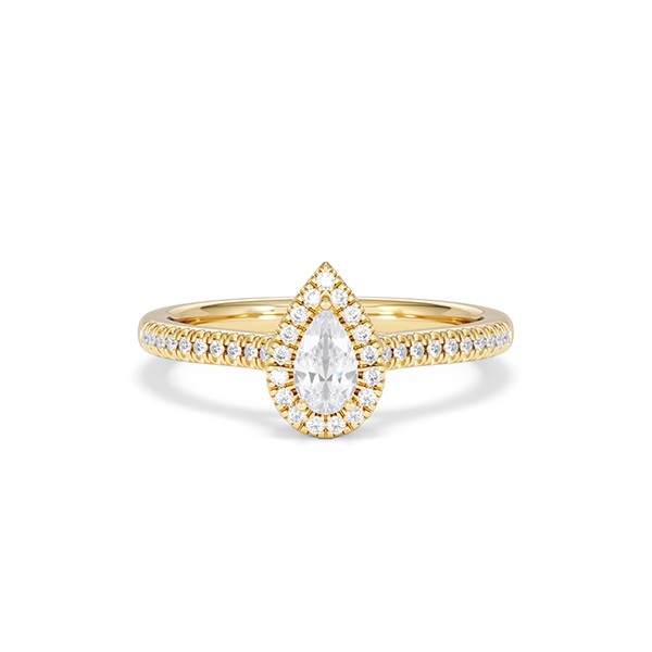 Diana Pear Cut Lab Diamond Halo Ring 0.50ct F/VS in 18K Gold Vermeil - 360 View