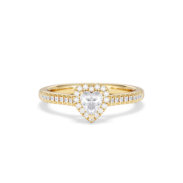 Michelle Heart Cut Lab Diamond Halo Ring 0.50ct F/VS in 18K Gold Vermeil - 360 View