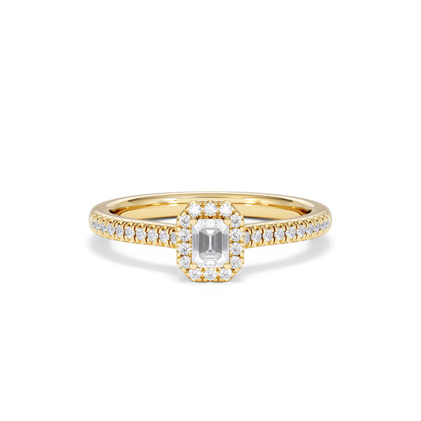 Annabelle Cut Emerald Cut Lab Diamond Halo Ring 0.33ct F/VS in 18K Gold Vermeil - 360 View