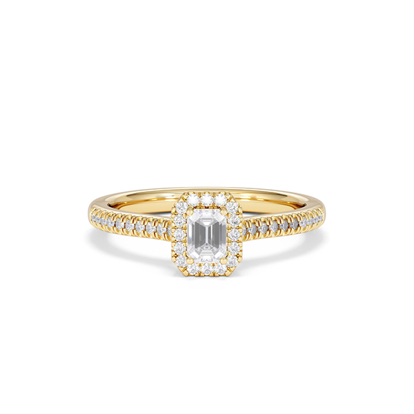 Annabelle Cut Emerald Cut Lab Diamond Halo Ring 0.50ct F/VS in 18K Gold Vermeil - 360 View