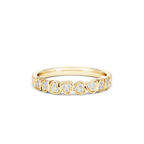 Heart Half Eternity Ring Lab Diamond 0.11ct in 18K Gold Vermeil - 360 View