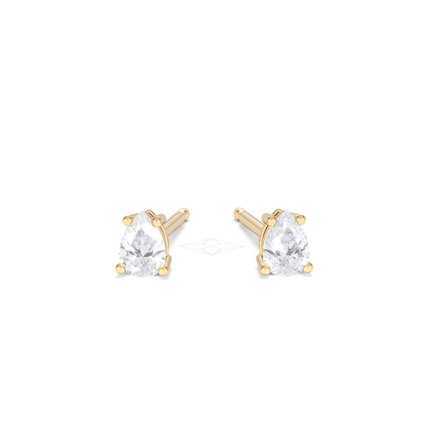 Naomi Pear Cut Lab Diamond Stud Earrings 0.30ct H/SI in 18k Gold Vermeil - 360 View