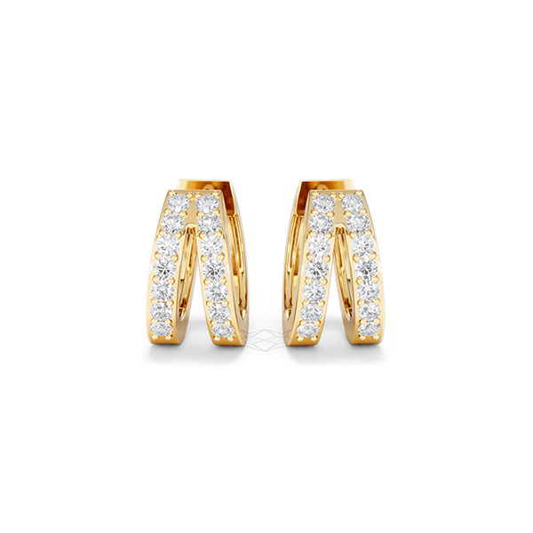 Pave Split Huggie Lab Diamond Earrings 0.22ct in 18K Gold Vermeil - 360 View