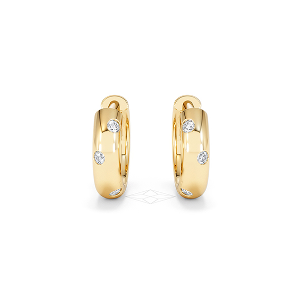 Invisible Set Lab Diamond Huggie Earrings 0.08ct in 18K Gold Vermeil - 360 View