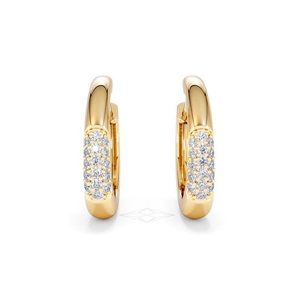 Short Micro Pavé Huggies Lab Diamond Earrings 0.25ct in 18K Gold Vermeil - 360 View