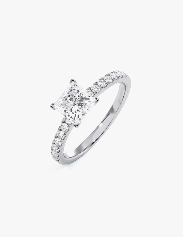 Katerina Princess Cut Diamond Halo Engagement Rings | The