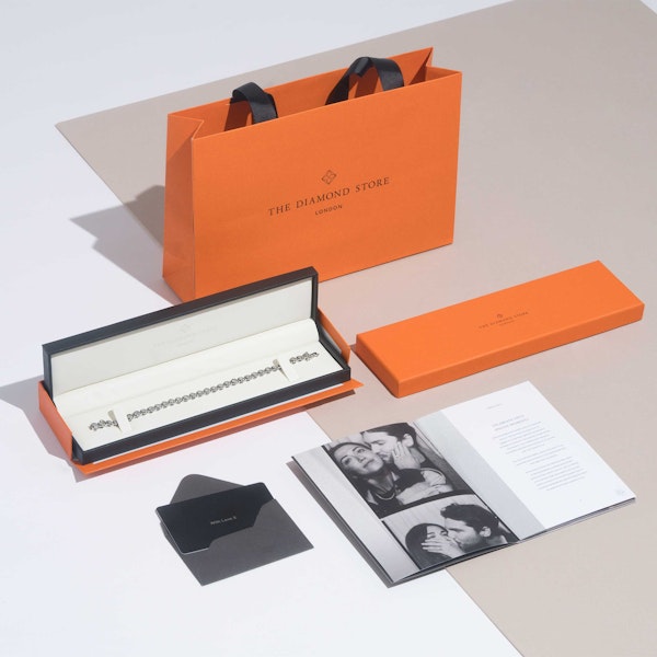 8ct Lab Diamond Tennis Bracelet Claw Set in 9K White Gold F/VS - Packaging