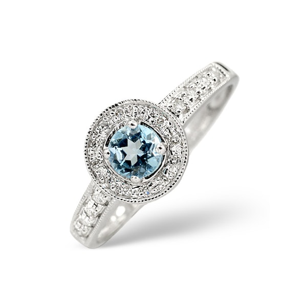 0.35CT Blue Topaz And Diamond 9K White Gold Ring - Image 1