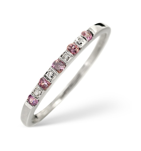 Pink Sapphire And Diamond Ring 9K White Gold - SIZE K - image 1