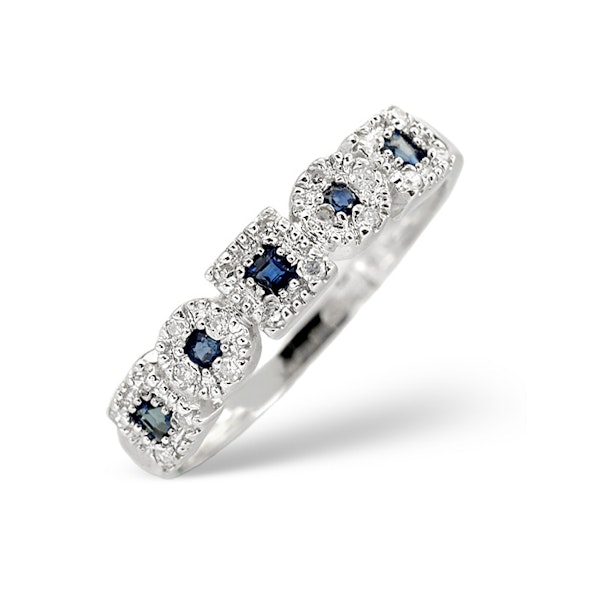 Sapphire 0.18ct And Diamond 9K White Gold Ring - Image 1