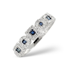 Sapphire 0.18ct And Diamond 9K White Gold Ring