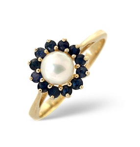 Pearl And Sapphire 9K Gold Ring