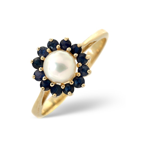Pearl And Sapphire 9K Gold Ring - Image 1