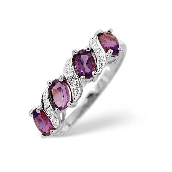 Amethyst 0.74ct And Diamond 9K White Gold Ring - Image 1