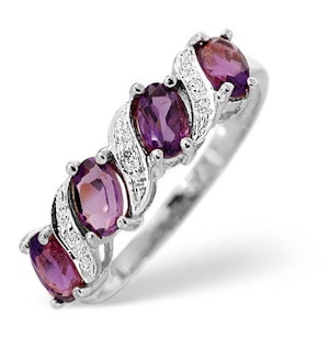 Amethyst 0.74ct And Diamond 9K White Gold Ring